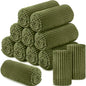 Buryeah 12 Pcs Flannel Throw Blanket Bulk 50 x 60 in Sleepover Blanket Outdoor Wedding Throw Lightweight, Oeko-tex Standard 100 Certified for Sofa Homeless Gifts (Army Green) - color: Army Green
