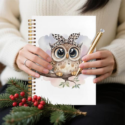 Owl Gifts Spiral Notebook 5.5x8.3, Owl Themed Gifts for Lovers Women Journal Notebooks for Note Taking, Cute Journal for Women - color: Notebook-03