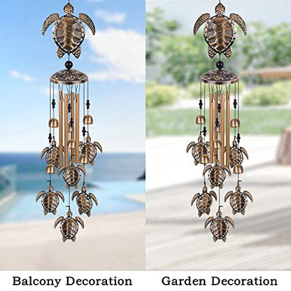 Solawindchime Outdoor Sea Turtles Wind Chimes, Bronze Sea Turtle Wind Chimes, Gift Wind Chime, Turtle Wind Bell, Gifts for Women, for Home, Garden, Indoor, Outdoor Decoration, Garden Wind Chime