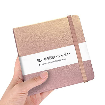 Mifuner Small Square 5x5 80gsm Mini Notebooks Blank Pages Sketchbooks Travel Journal Pocket Hardcover Paint Writing Notebook Blank Diary Memo Planner Sketchbook PU Leather Cover, Mermaid - color: A-PU-mermaid