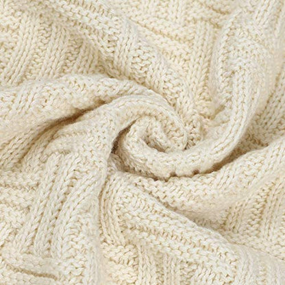 uxcell 100% Cotton Cable Knit Throw Blanket,Soft Lightweight Lap Blanket,Textured Solid Sofa Throw Couch Cover Decors Knitted Blankets, Beige 50"x 60" - color: Beige