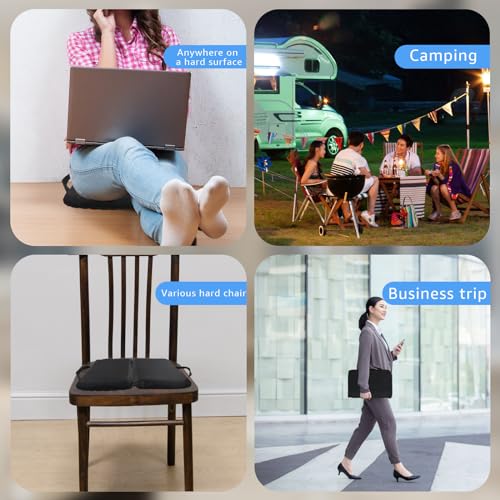 New Upgraded Portable Seat Cushion (15.7" x 11.8") Foldable Travel Cushion, for Airplane Seats, Camping, Stadium, Cinema, Garden Benches Seat Cushion