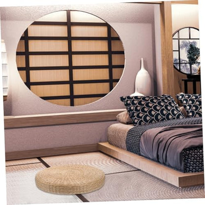 PRETYZOOM Thickened Meditation Mat Hand Woven Yoga and Meditation Cushion Rustic Zen Decor Comfortable Floor Pillow