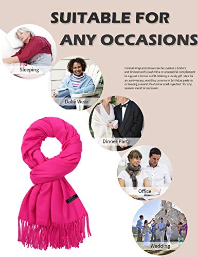 Pashmina Shawl Women Winter Scarf Warm Wedding Wraps Ladies Scarves for Evening Dresses - color: Hot Pink
