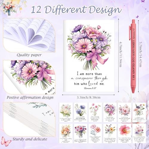 Mooliwe 96 Pcs Positive Affirmation Gift Set Gratitude Notebooks with Pens Small Bags Motivational Encouragement Notepads Daily Affirmations Journal for Women Stress Relief Self Care (Bible) - style: Bible
