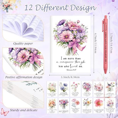 Mooliwe 96 Pcs Positive Affirmation Gift Set Gratitude Notebooks with Pens Small Bags Motivational Encouragement Notepads Daily Affirmations Journal for Women Stress Relief Self Care (Bible) - style: Bible