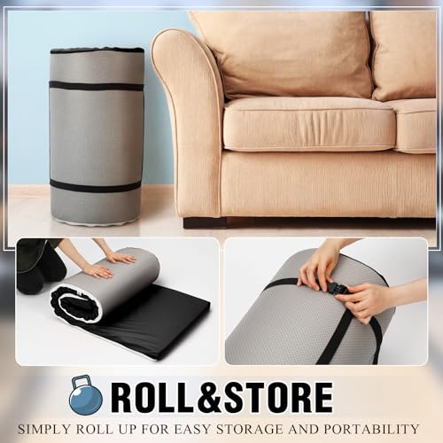 Lyrow 2 Inch 72"x24" Thick Foldable Yoga Mat with Carry Strap, Non-slip Portable Foam Gym Mat for Yoga, Pilates and Stretching - color: Black