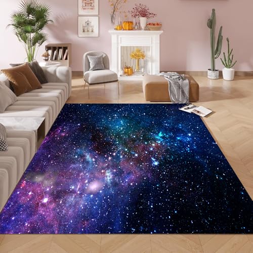 kxry 2 * 3 Feet Galaxy Soft Area Rugs for Kids Girls Boys Blue and Purple Outer Space Starry Sky Universe Floor Carpet for Living Room Bedroom Dorms Nursery Rooms Home Decor Aesthetic - color: Multi1, size: 3' x 2' (Rectangular)