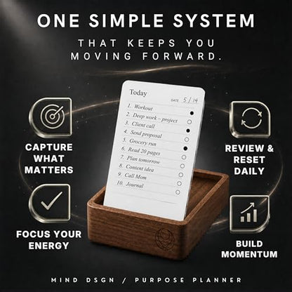 Undated Daily Productivity To Do List Cards - 60 To-Do List Cards, 10 Goal Setting Cards - Daily Checklist Cards and Note Pads - Simple and Effective Analog System