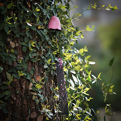 Japanese Wind Chime Cast-Iron Outdoor Ornament for Garden, Patio & Balcony, Hanging Metal Wind-Bell Decoration Gift, Blessing Pendant Windchimes & PVC Wind-Catcher, Pink Flower