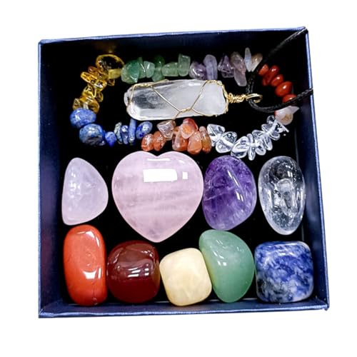 Decorative Healing Stones Set Portable Crystal Massage Stones for Chakra Balancing Stress Relief and Meditation Gift Box Included for Mindfulness and Relaxation