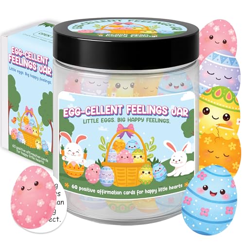 Positive Easter Eggs Jar, 60 Positive Affirmation Egg Cards for Kids & Teens, Easter Basket Stuffers for Kids, Easter Basket Stuffers, Easter Egg Fillers, Gifts for Boys & Girls - color: Positive Egg