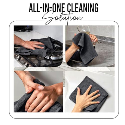 RIVERSIDE Pack of 24 Wash Cloths for Showering, 12 x 12 Inches, Super Soft & Absorbent, 100% Cotton Washcloths Premium Quality Flannel Face Cloths for Bathroom, Gym, Spa (Dark Gray, 24 Pack) - color: Dark Gray