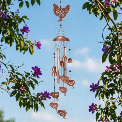 Chicken Wind Chimes Outdoor, Metal Hen and Chicks Gifts for Women Mom Grandma, Unique Garden Patio Yard Decor Windchime - size: Chicken