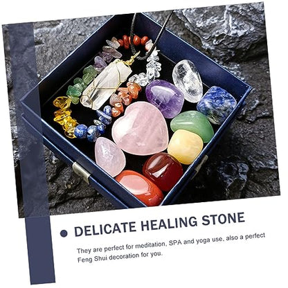 1Set Delicate Meditation Stones Chakra Healing Crystals Present Box for Yoga and Spa Decor Decorative Energy Stones for Relief and Feng Shui