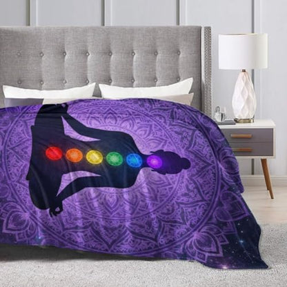 Fleece Blanket Twin Size Blanket Throw Soft Flannel Blanket, Compatible with Seven Chakra Bohemian Mandala Mushroom Yoga Meditation Boho Art, Fuzzy Plush Blanket for Couch Sofa Bed All Seasons - color: Pattern (3), size: 80"x60"