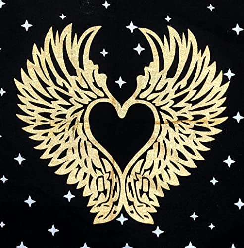 INDACORIFY Angel Wings Altar Table Top Cloth with Fringes Alter Tarot Witchcraft Spread Meditational Sacred Cloth 18x18 in (Gold Angel Wings) - color: Gold Angel Wings
