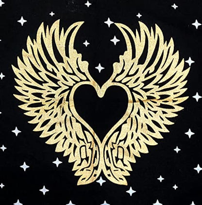 INDACORIFY Angel Wings Altar Table Top Cloth with Fringes Alter Tarot Witchcraft Spread Meditational Sacred Cloth 18x18 in (Gold Angel Wings) - color: Gold Angel Wings