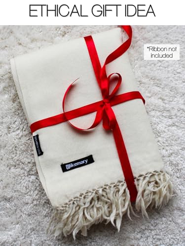 likemary Pashmina Shawls and Wraps - Large Merino Wool Blanket Scarf for Women - Handmade Travel, Meditation & Festival Wrap - color: Cream 40" X 80"