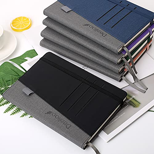 Lined Journal Notebooks with Pen Loop, Hardcover Notebook Journal for Work, 100Gsm Premium Thick Paper with Inner Pocket, Medium 5.7''''x8.4'''', ?Black, Ruled, 1 Pack - color: Gray-black