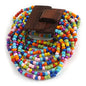 Avalaya Multicoloured Glass Bead Multistrand Flex Bracelet With Wooden Closure - 18cm L