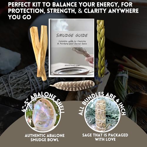 Ancient VEDA Sage Smudge Kit | Blue Sage, Sweetgrass & Palo Santo Sticks - Meditation, Yoga & Home Cleansing Kit - color: Blue Sage, size: Healer's Kit