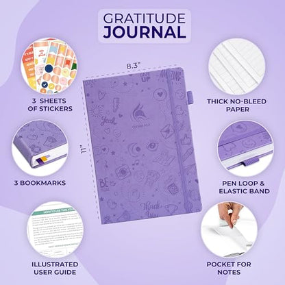 Clever Fox Gratitude Journal Large – Happiness, Positivity & Affirmation Journal – Inspirational Daily Notebook, 3 Months, 8.3x11” (Lavender) - color: Lavender, size: A4 (8.5" x 11")