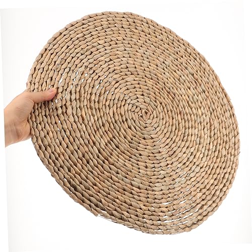 PRETYZOOM Meditation Cushion Hand Woven Floor Pillow for Yoga Sitting Natural Cattail Material Comfortable Seat Mat for Home Decor Classic Rustic Design