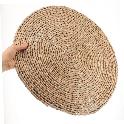 PRETYZOOM Meditation Cushion Hand Woven Floor Pillow for Yoga Sitting Natural Cattail Material Comfortable Seat Mat for Home Decor Classic Rustic Design