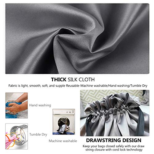 PlasMaller Dust Cover Storage Bags Thick Silk Cloth Pouch with Drawstring For Luxuries Handbags Tote Purses Shoes Boots, Silver (19.6 x 23.6 in) - size: 19.6 x 23.6 in