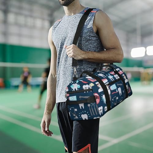 Teeth Dental Seamless Pattern Large Capacity Portable Fitness Bag, Easy to Carry - color: Teeth Dental Seamless Pattern