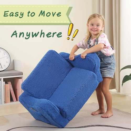 MOMCAYWEX Kids Sofa, 2-in-1 Flip-Out Foam Couch with Soft Sherpa Cover, Cozy Play Lounge Chair, Sky Blue - color: Sky Blue, size: Medium