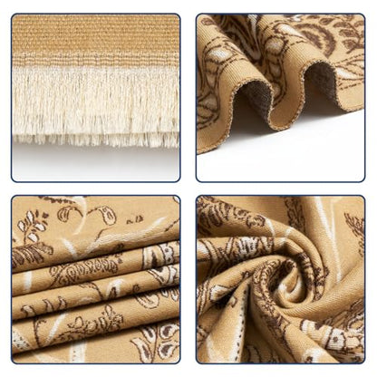 QIUTIMIY Pashmina Shawl Wraps for Womens Winter Scarf Reversible Pattern Designer Ladies Shawls and Wraps for Evening Dresses - color: Flower5-camel