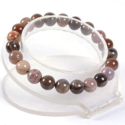 Justinstones Gem Semi Precious Gemstone 8mm Round Beads Stretch Bracelet 7 Inch Unisex - color: Petrified Wood Fossil