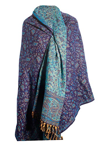 BLUE FLORAL BLANKET SCARF LUXURY PREMIUM QUALITY HANDMADE FASHION SCAR MADE OF YAK WOOL Shawl Blanket stole unisex Travel Wrap Meditation Soft gift for her