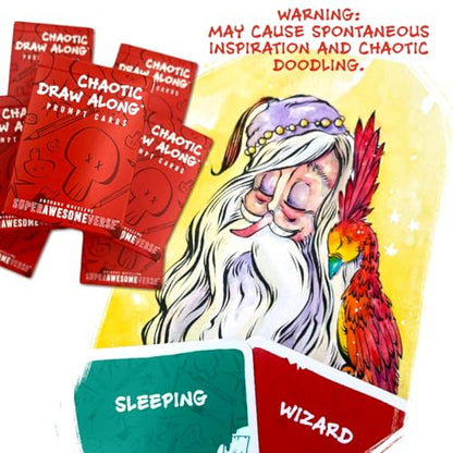Chaotic Draw Along - Booster Pack (20 Chaotic Blank Red Cards) - Prompt Deck Expansion - Creative Art Blanks, Drawing Inspiration, Blank Cards for Your Own Prompts
