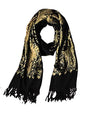 Urban CoCo Women's Embroidered Oversize Tassel Shawl Scarf Wraps for Women - color: #3-black