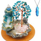 Waterfall Burner, Crystal Tree Backflow Incense Holder, with 30 Incense Cones, 30 Incense Stick, 1 Healing Crystal Necklace, Aromatherapy Anxiety Relief Items, Mom Gifts for Christmas - color: Blue Apatite