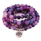 8mm 108 Mala Beads Wrap Bracelet Necklace for Yoga Charm Bracelet Natural Gemstone Jewelry for Women Men - color: Purple Weathered Stone