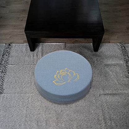 Meditation Cushion Washable 40cm Dia Traditional Tibetan Meditation Pillow Comfortable Floor Pillow for Outdoor Meditation, Blue 6cm