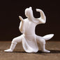 Ceramics Taichi Statue, Minimalist Ceramic Kongfu Sculpture, Meditation Zen Statue Figurine Incense Holder for Art Collectible Table Home Shelf Decor (White C)