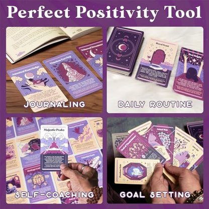 PURPLE CANYON Gratitude Cards | Positive Affirmations for Daily Reflection | Mindfulness Cards for Self Care | 52 Card Deck in Shades of Purple - style: Gratitude Affirmation Cards
