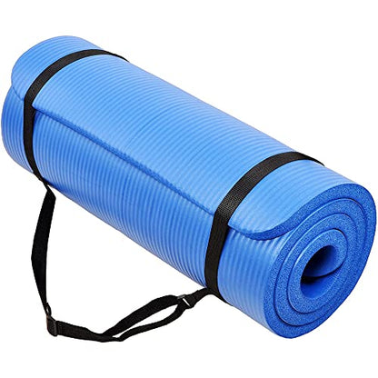 BalanceFrom Yoga Mat, 1-Inch Extra Thick High Density Exercise Mat, Anti-Tear Exercise Yoga Mat with Carrying Strap, Suitable for Various Yoga Exercises, Multiple Colors