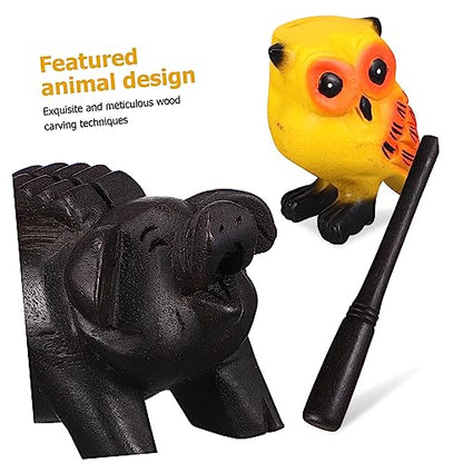 VICASKY 3pcs Wooden Sound Toad Pig Owl Music Percussion Instruments for Home Office Decoration Realistic Sounds Premium Craftsmanship