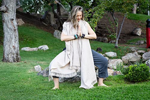 Meditation Shawl or Meditation Blanket, Shawl/Wrap, Oversize Scarf/Stole. Large. Unisex. - color: Beige