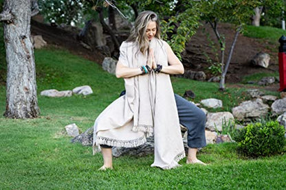 Meditation Shawl or Meditation Blanket, Shawl/Wrap, Oversize Scarf/Stole. Large. Unisex. - color: Beige