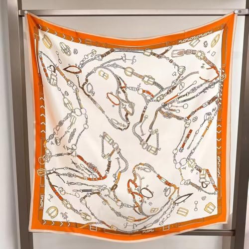 100% Pure Mulberry Silk Scarf 35" Large Square Lightweight Headscarf –Women’s Hair Wraps-With Gift Packed - color: Belts-creamy White