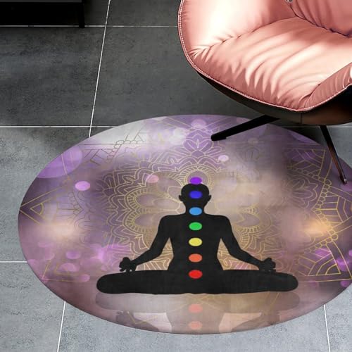 Chakra Silhouette of Female Doing Yoga Ultra Soft Non-Slip Area Rugs Indoor Coral Velvet Floor Mat Short Flannel Carpet for Living Room Bedroom Dining Room - size: 24*24in
