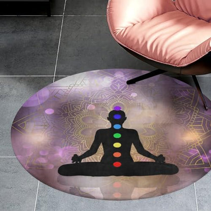 Chakra Silhouette of Female Doing Yoga Ultra Soft Non-Slip Area Rugs Indoor Coral Velvet Floor Mat Short Flannel Carpet for Living Room Bedroom Dining Room