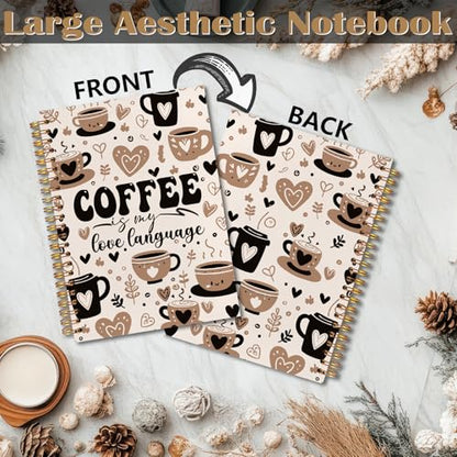 Coffee Spiral Notebook 5.5x8.3, Coffee Lovers Gifts for Women Journal Notebooks for Note Taking, Cute Journal for Women - color: Notebook-02
